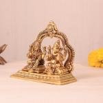 Pure Brass Lord Ganesha & Lakshmi Combined Idol | 5.5" x 6" x 2.7" Divine Murti | 1.8 kg Temple Art | United Deities Sculpture | Sacred Gift | Jaipurio